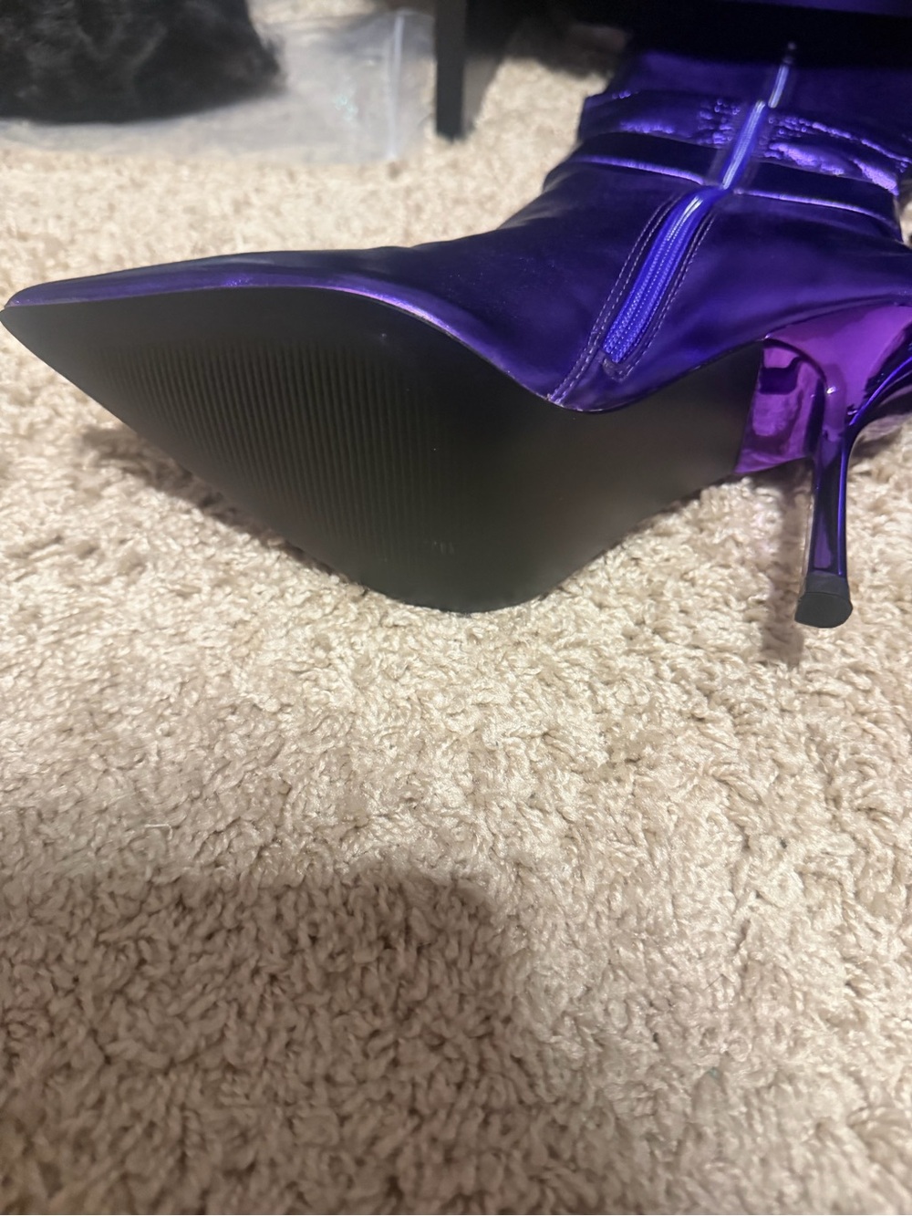 NWOT - Steve Madden Metallic Purple Pointed-Toe Knee-High Stiletto Boots - Picture 2 of 7